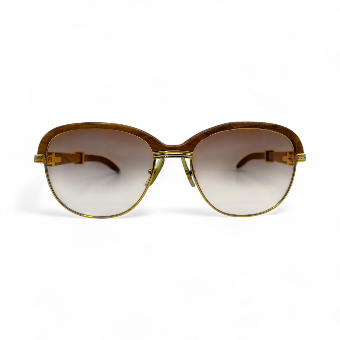 Authentic Cartier Malmaison - 56-16 Gold Woods Sunglasses w/ Hennessy Brown Lenses (90s)