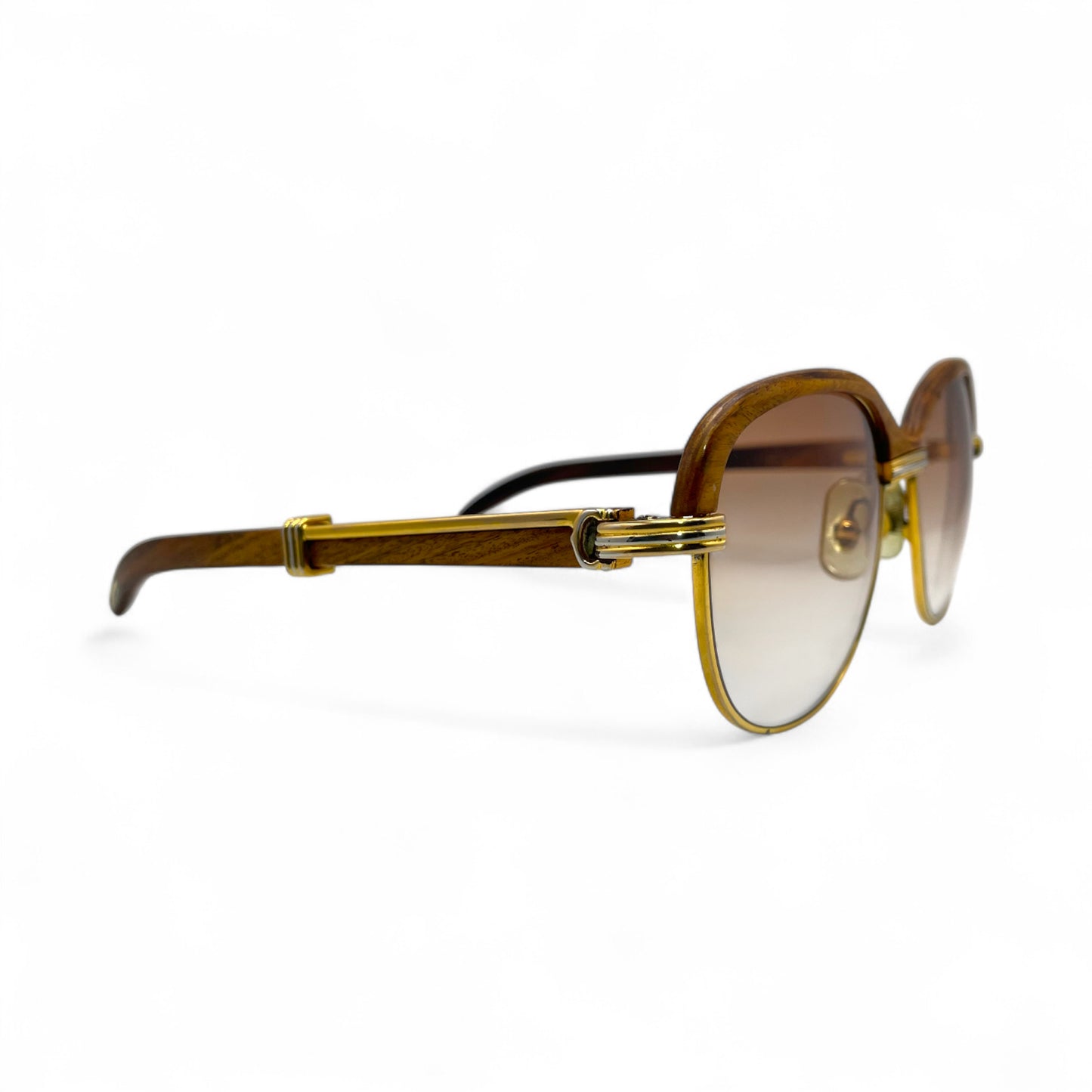 Authentic Cartier Malmaison - 56-16 Gold Woods Sunglasses w/ Hennessy Brown Lenses (90s)