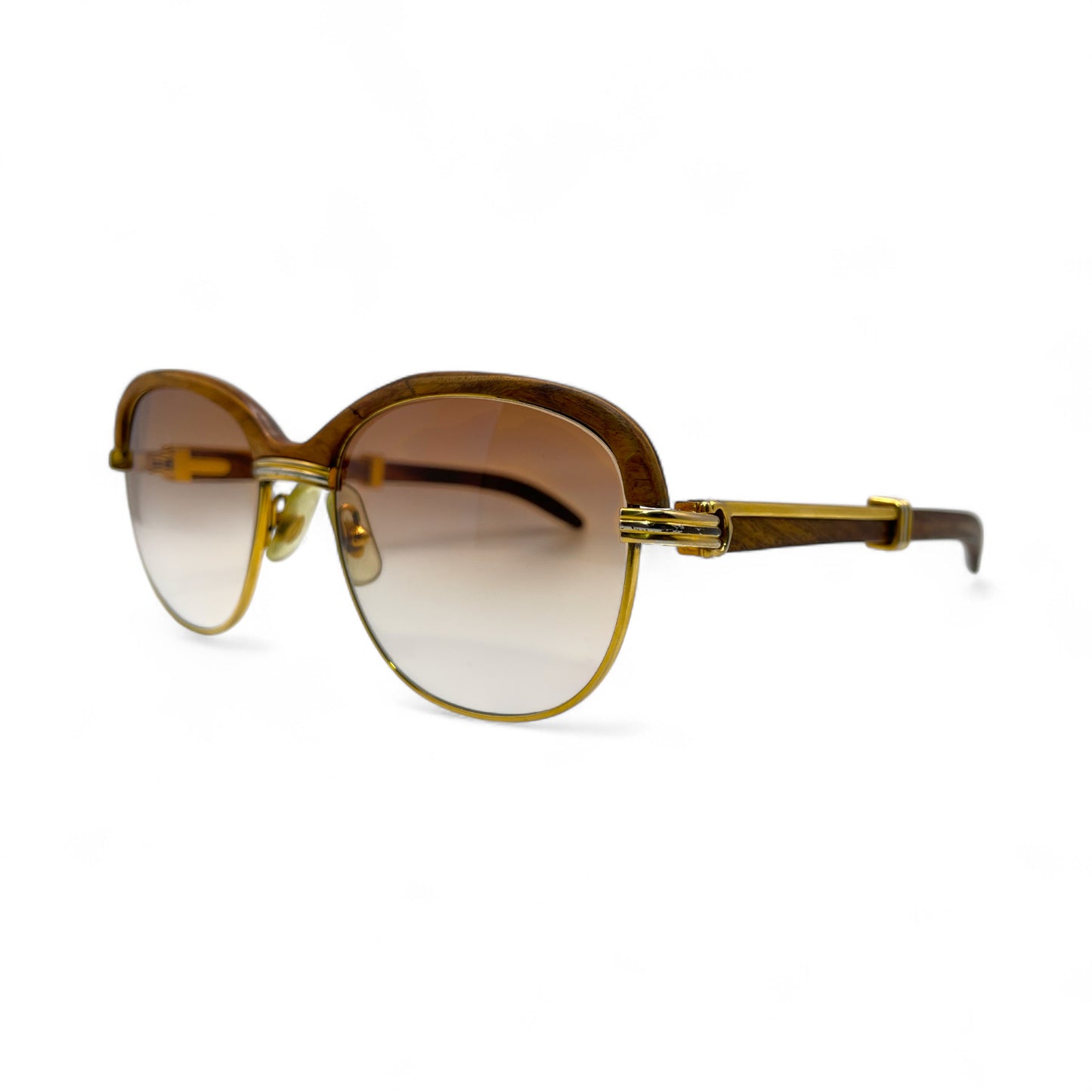Authentic Cartier Malmaison - 56-16 Gold Woods Sunglasses w/ Hennessy Brown Lenses (90s)