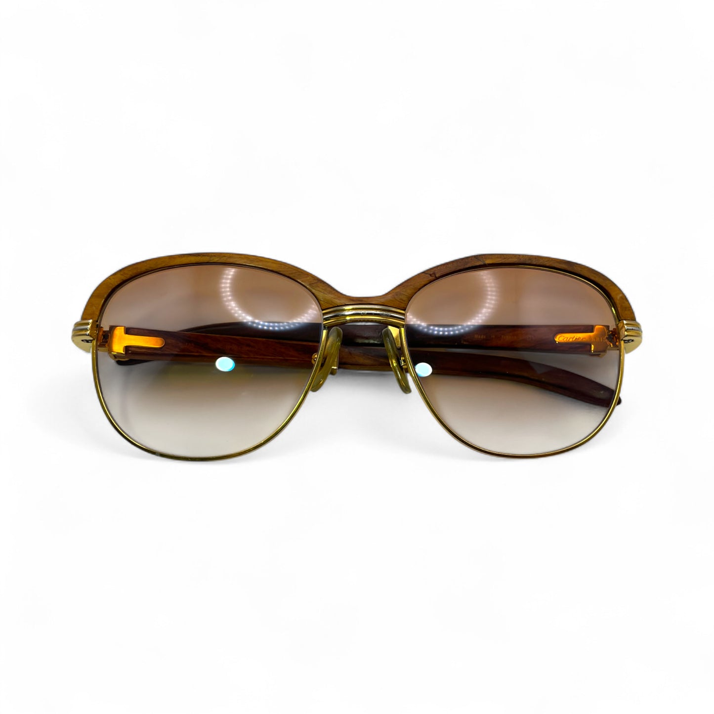 Authentic Cartier Malmaison - 56-16 Gold Woods Sunglasses w/ Hennessy Brown Lenses (90s)