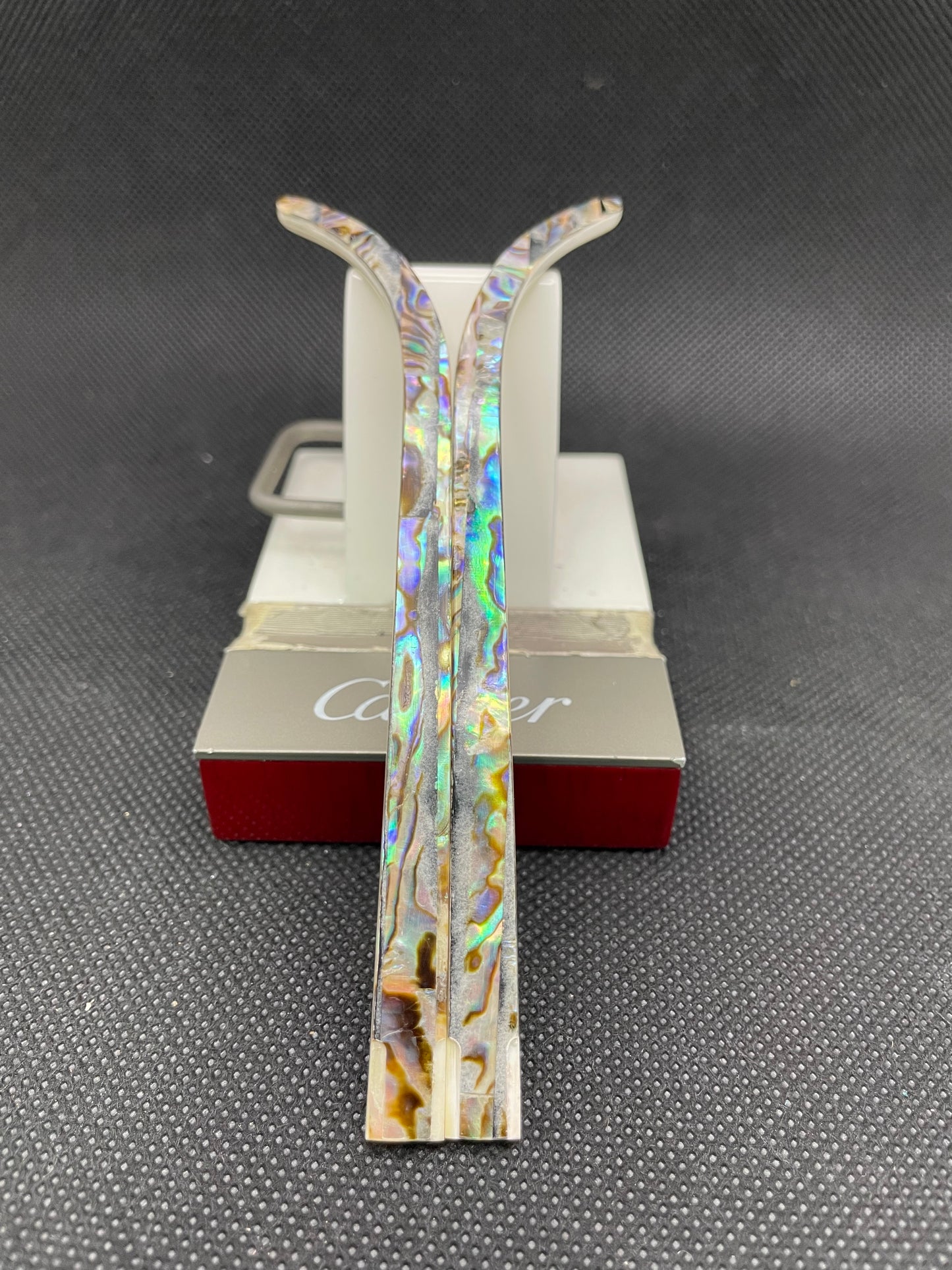 C Decor Temples - Pearl White & Brown Swirls Holographic White Buffs
