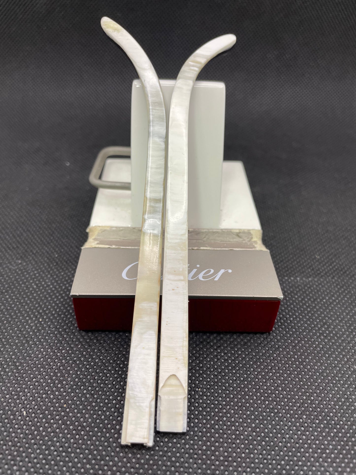 C Decor Temples - White Buffs 80/10/10 Swirls - for Authentic Cartier Frames