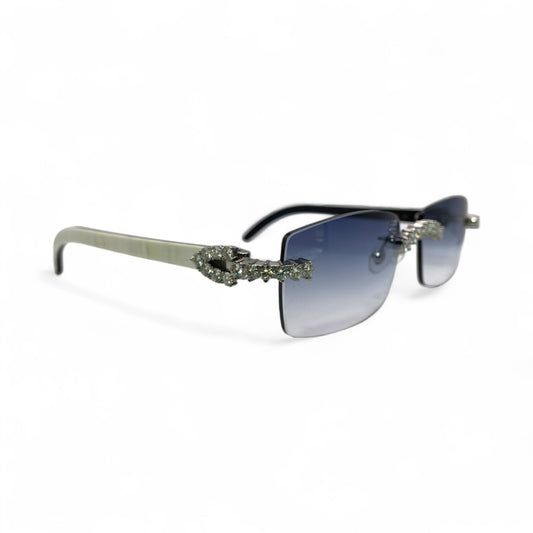 C Decor Buffs (Iced - VVS Genuine) - White Genuine Horn Sunglasses - Genuine Diamonds Prong Set (2020s)