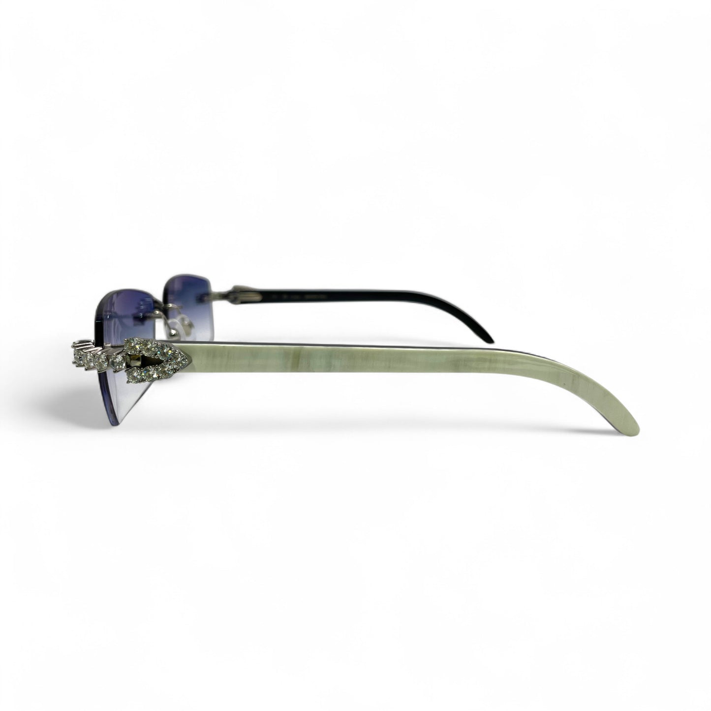 C Decor Buffs (Iced - VVS Genuine) - White Genuine Horn Sunglasses - Genuine Diamonds Prong Set (2020s)