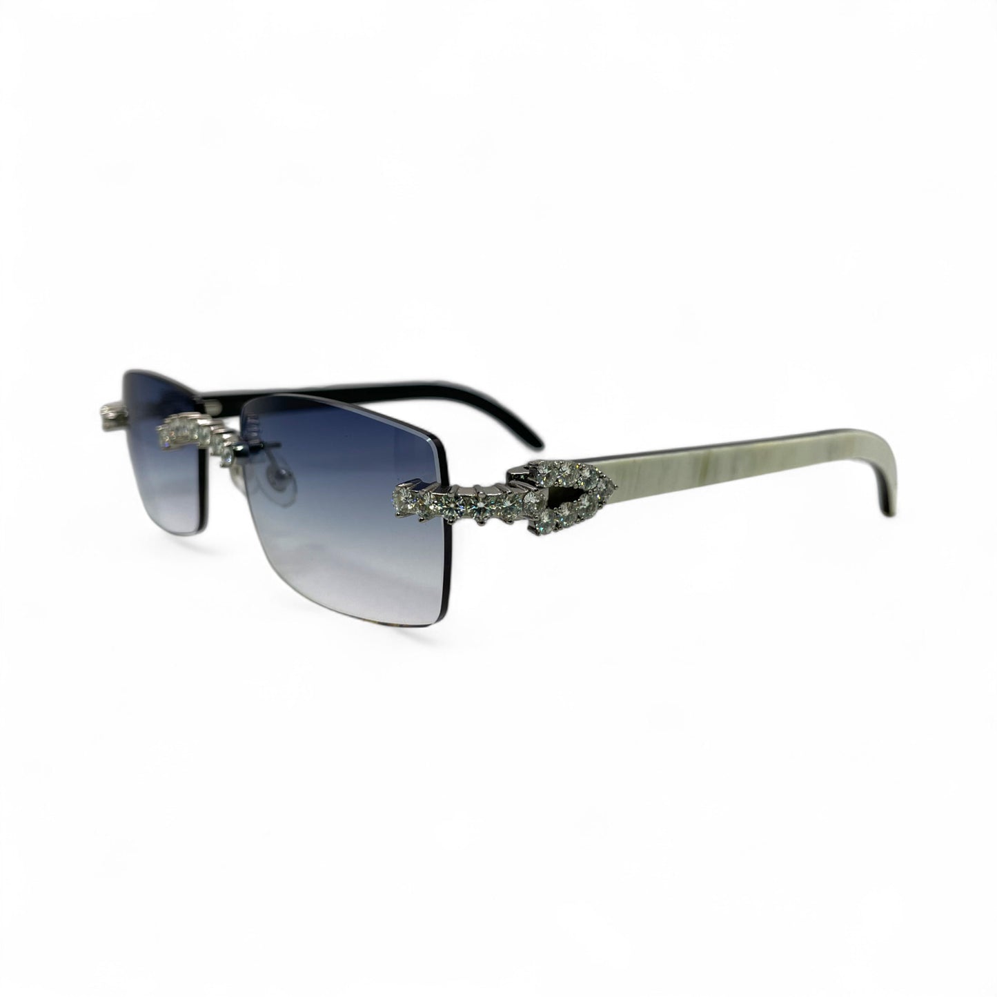 C Decor Buffs (Iced - VVS Genuine) - White Genuine Horn Sunglasses - Genuine Diamonds Prong Set (2020s)