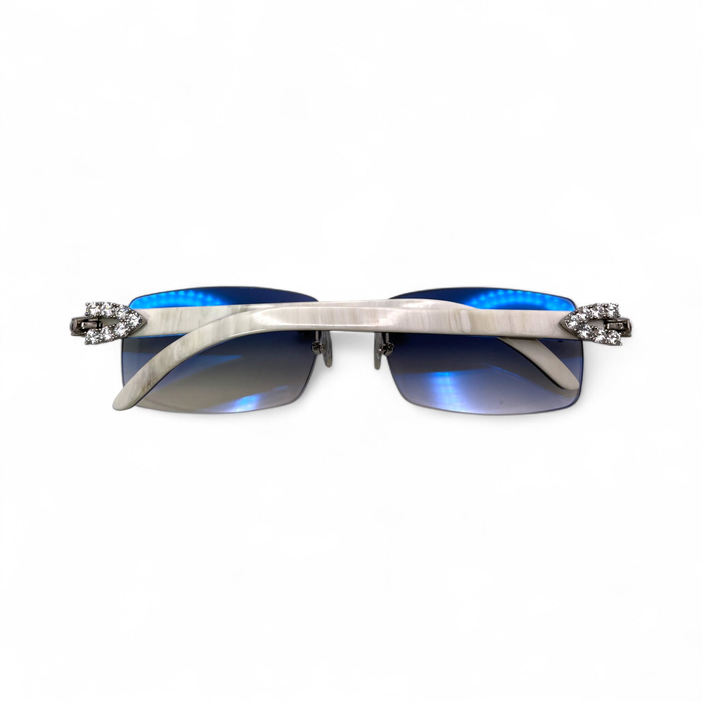 C Decor Buffs (Iced - VVS Genuine) - White Genuine Horn Sunglasses - Genuine Diamonds Prong Set (2020s)
