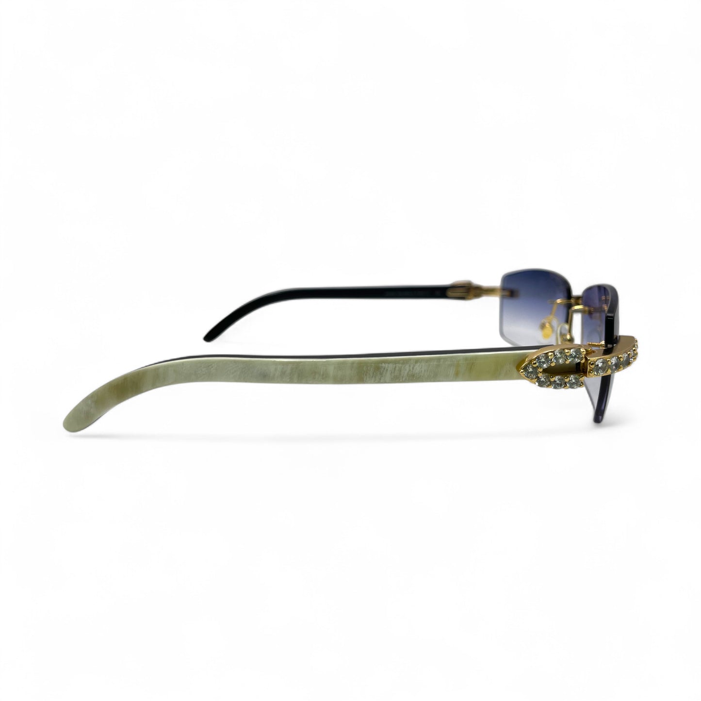 C Decor Buffs (Iced - CZ) - Gold White Genuine Horn Sunglasses - Diamonds Sets (2010s)