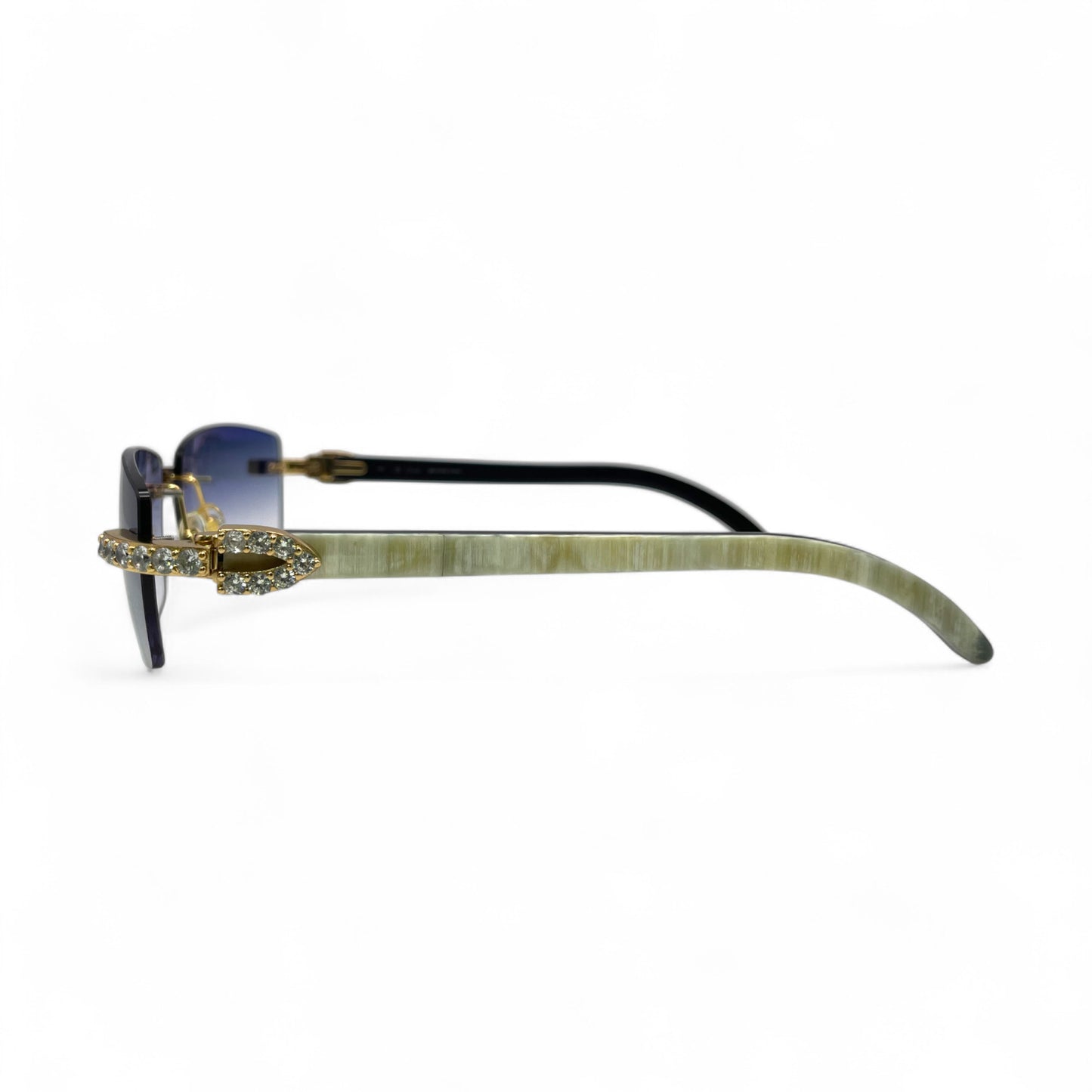 C Decor Buffs (Iced - CZ) - Gold White Genuine Horn Sunglasses - Diamonds Sets (2010s)