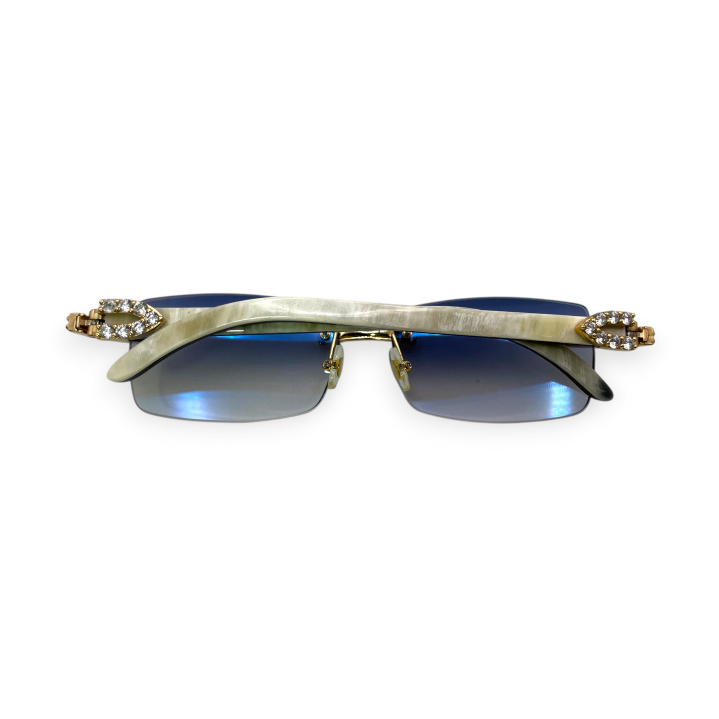 C Decor Buffs (Iced - CZ) - Gold White Genuine Horn Sunglasses - Diamonds Sets (2010s)