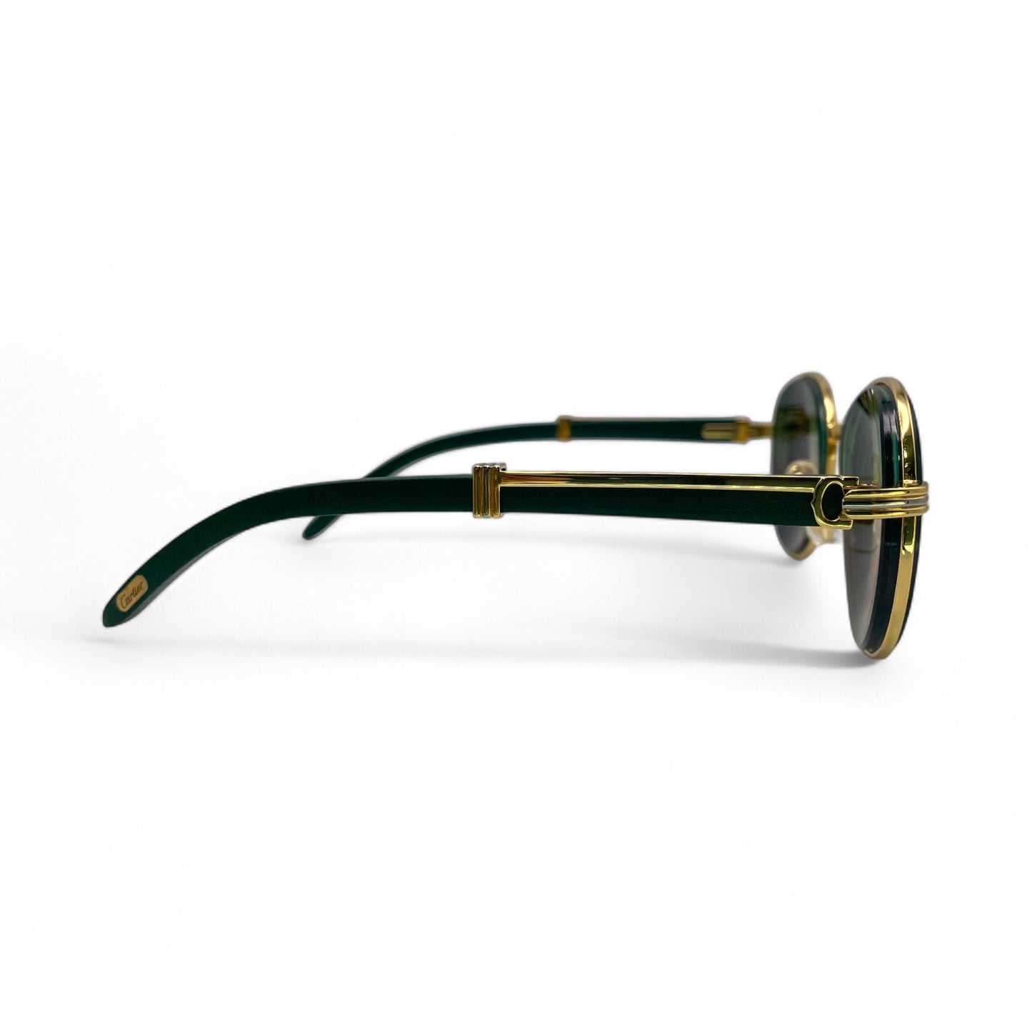 Bagatelle - 55-18 Gold Green Woods Sunglasses w/ Green to Brown Fade Lenses (90s)