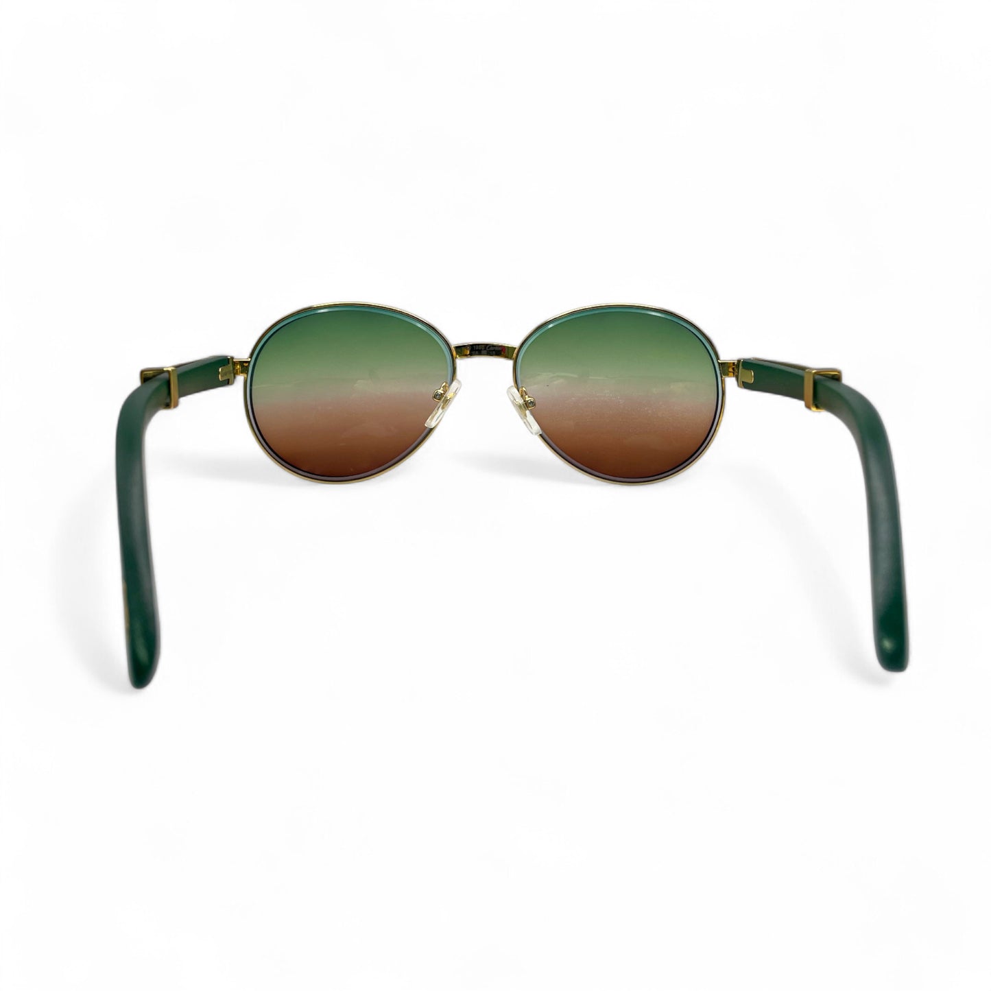 Bagatelle - 55-18 Gold Green Woods Sunglasses w/ Green to Brown Fade Lenses (90s)