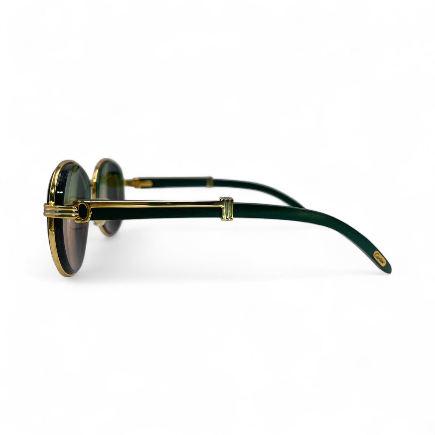 Bagatelle - 55-18 Gold Green Woods Sunglasses w/ Green to Brown Fade Lenses (90s)