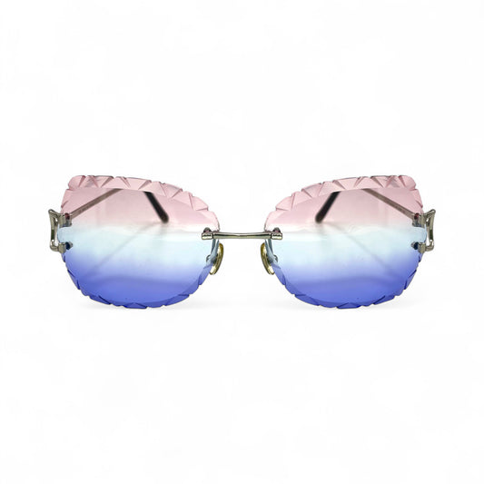 Big C Decor - Silver Wires Sunglasses w/ Cotton Candy Butterfly Lenses (Diamond Cut) (2010s)
