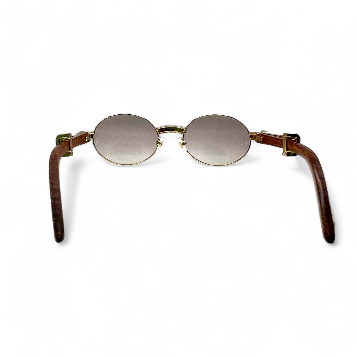 Giverny (Iced) - 55-22 Gold Woods Sunglasses w/ Brown Lenses - Diamonds Set/Frame (90s)