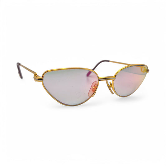 Authentic Cartier Rivoli - Gold Wires Sunglasses w/ Iridescent Cat-Eye Lenses (90s) - Luxury Optical