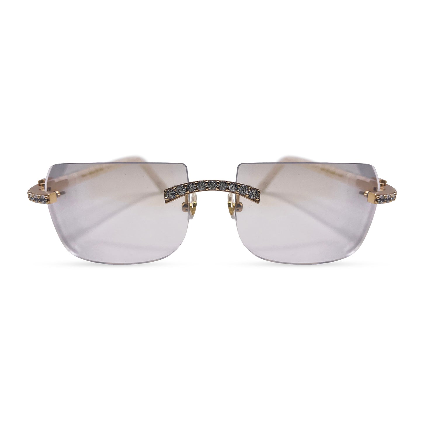 C Decor Marbles (Iced) - Gold White Marbles Sunglasses w/ Clear Lenses - Diamonds Prong Set (2010s)