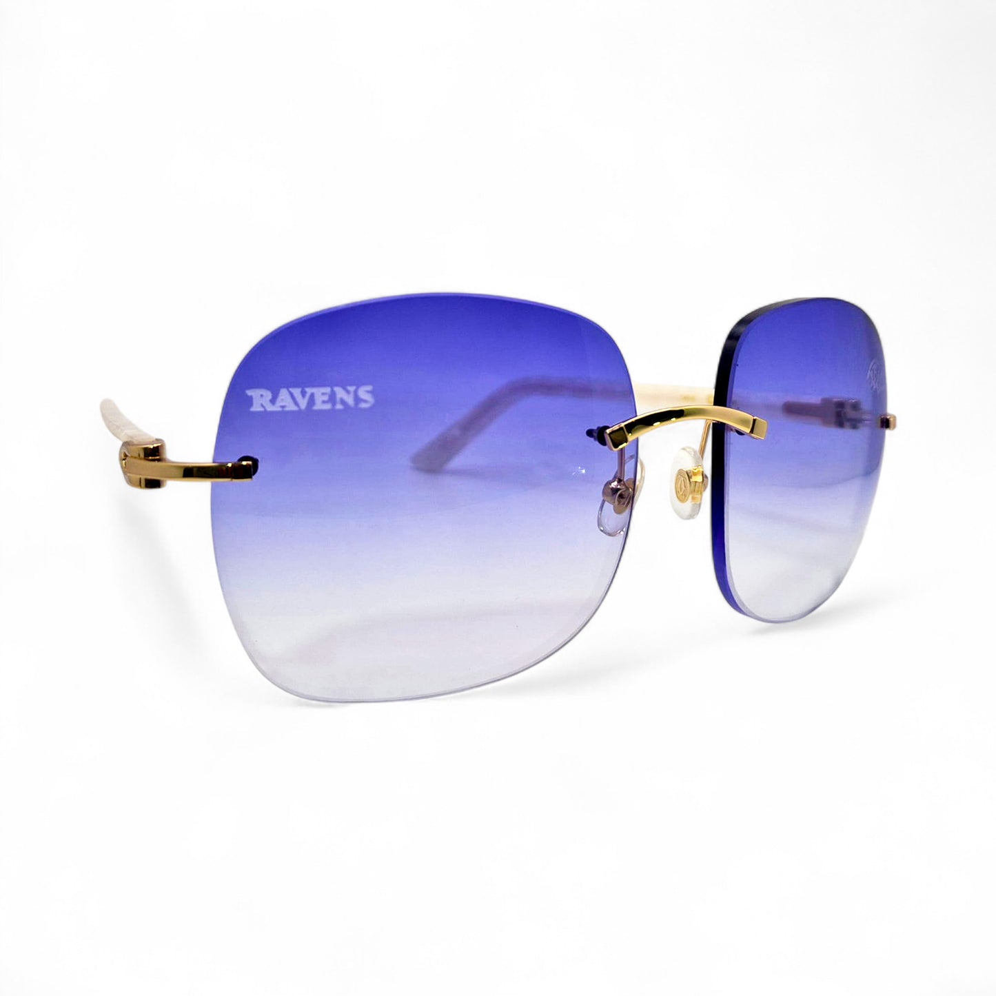 C Decor "Baltimore Ravens" - Gold White Marbles Sunglasses w/ Custom Violet Onyx Lenses (2025)