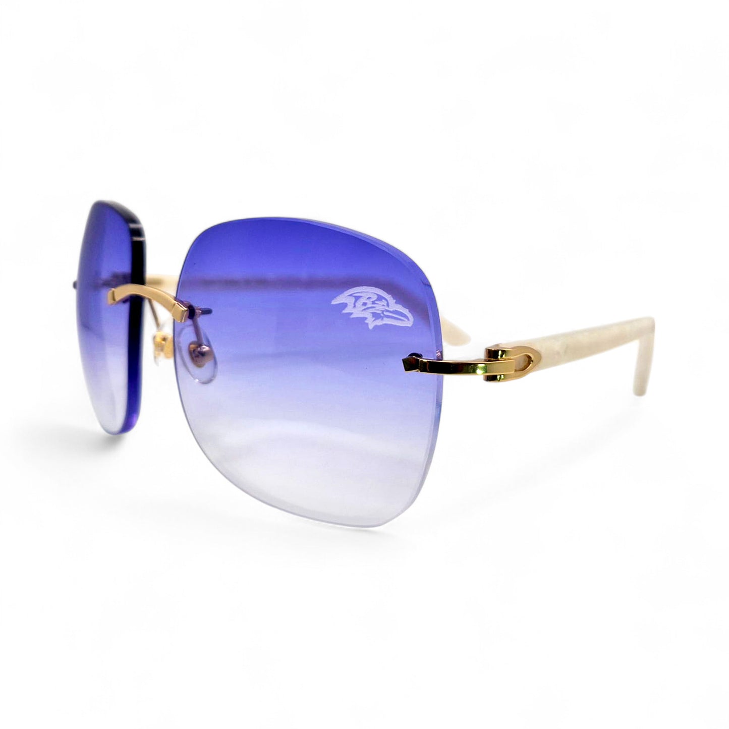 C Decor "Baltimore Ravens" - Gold White Marbles Sunglasses w/ Custom Violet Onyx Lenses (2025)