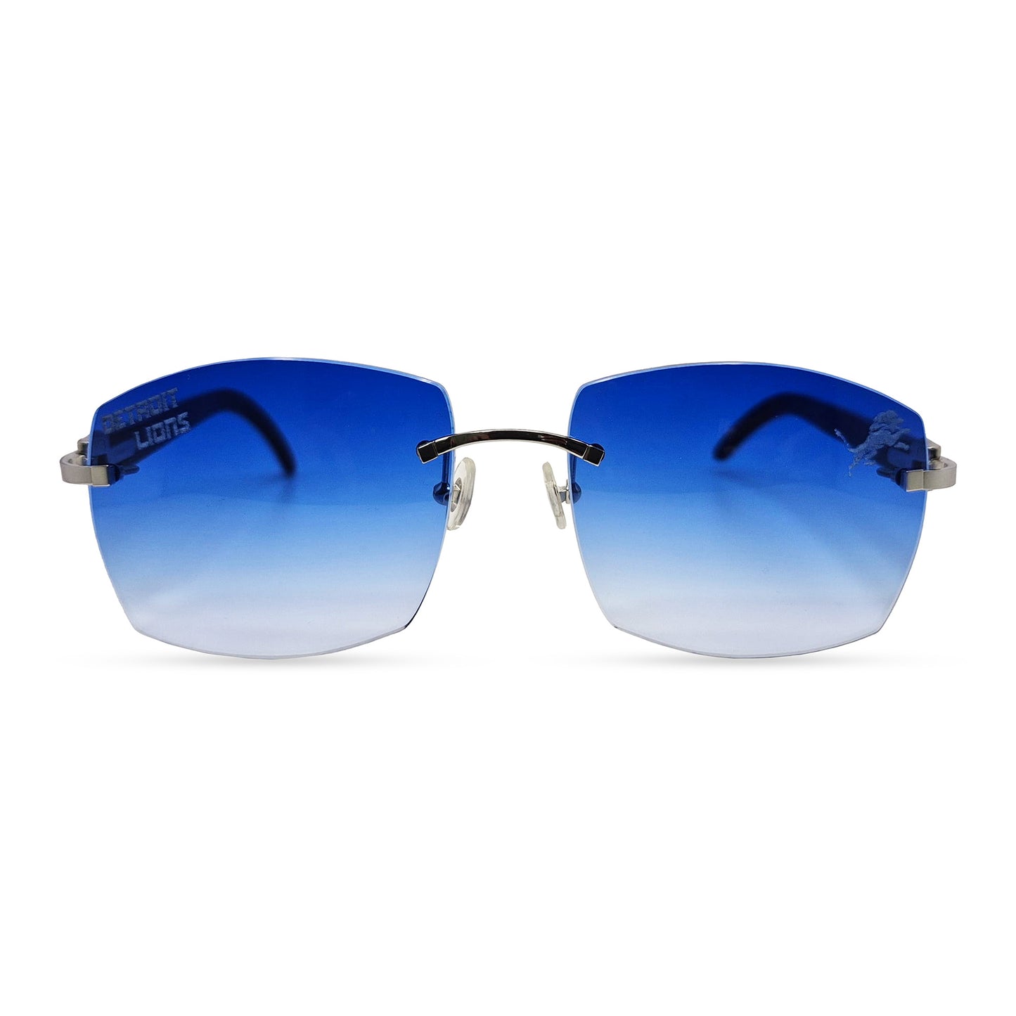C Decor "Detroit Lions" - Silver Marbles/Buffs Sunglasses w/ Custom Cobalt Blue Lenses (2025)