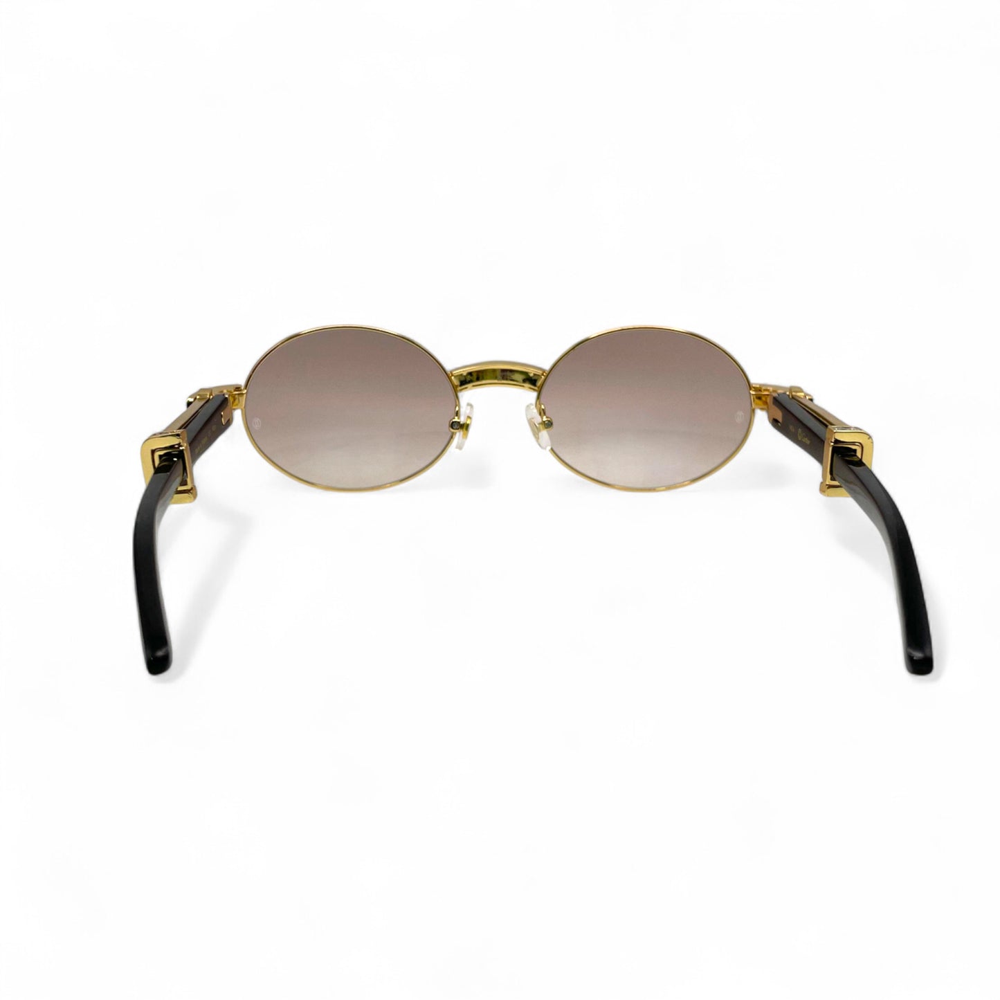 Giverny (Iced) - 55-22 Gold Genuine Horn Sunglasses w/ Brown Lenses & Baguette Diamonds Channel Set (90s)