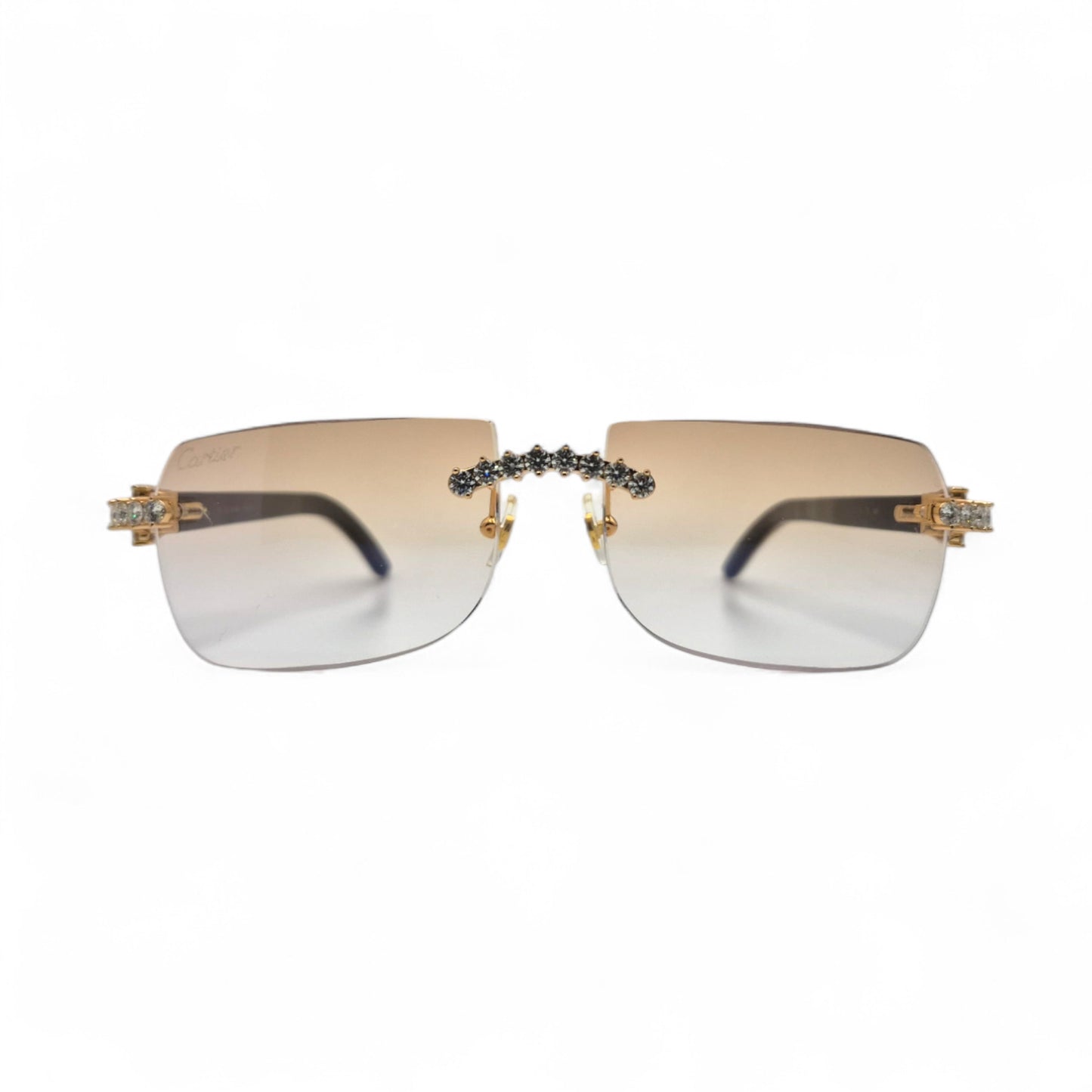 C Decor Buffs (Iced - CZ) - Gold White Genuine Horn Sunglasses - Diamonds Sets (2010s)