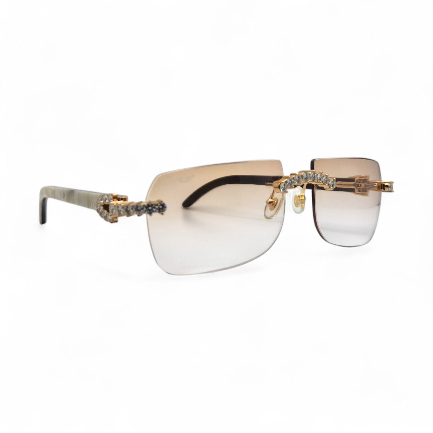 C Decor Buffs (Iced - CZ) - Gold White Genuine Horn Sunglasses - Diamonds Sets (2010s)