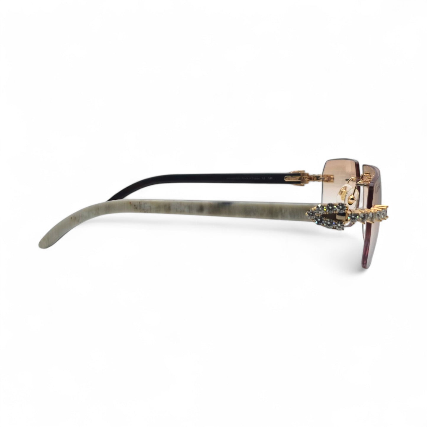 C Decor Buffs (Iced - CZ) - Gold White Genuine Horn Sunglasses - Diamonds Sets (2010s)