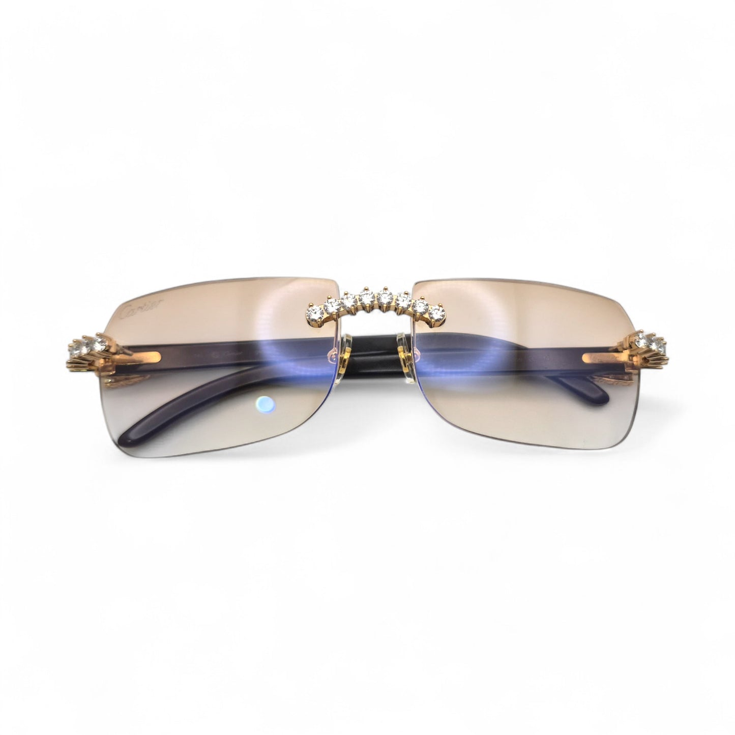 C Decor Buffs (Iced - CZ) - Gold White Genuine Horn Sunglasses - Diamonds Sets (2010s)