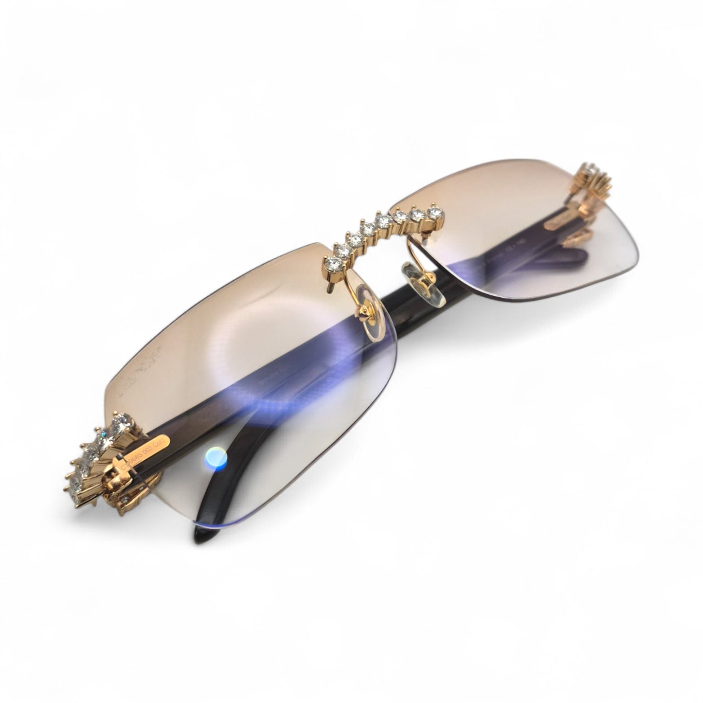 C Decor Buffs (Iced - CZ) - Gold White Genuine Horn Sunglasses - Diamonds Sets (2010s)