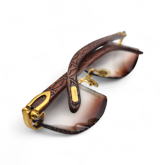 Authentic Cartier C Decor - Gold Logo Woods Sunglasses w/ Smoke Gray/Clear/Brown Gradient Lenses (Limited Edition - 2010s)