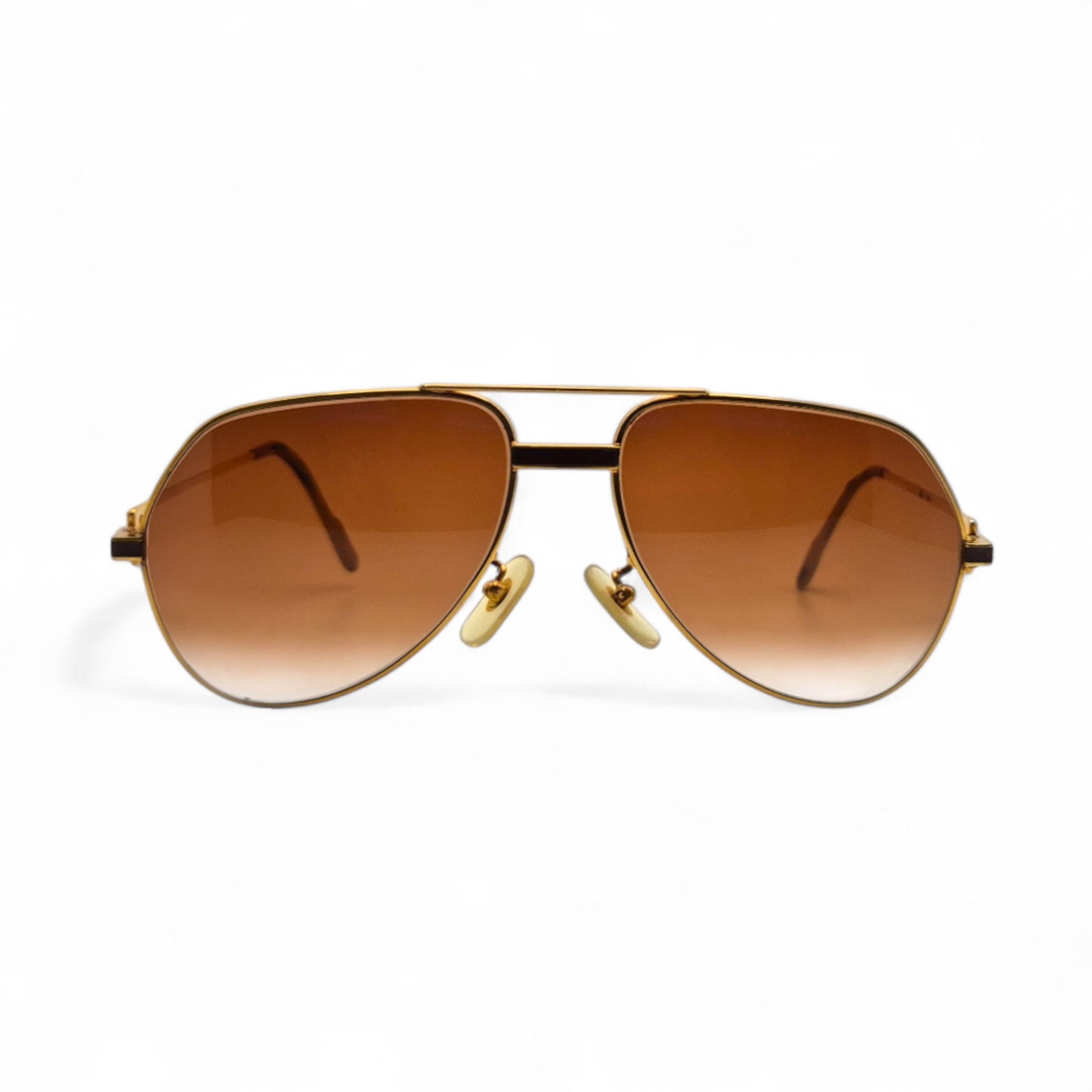 Authentic Cartier Santos (Aviators) - Gold Wires Sunglasses w/ Hennessy Brown Gradient Lenses (80s)