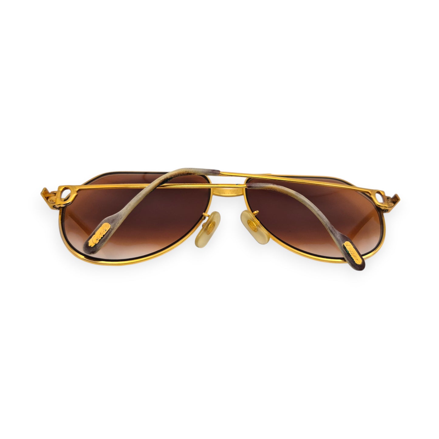 Authentic Cartier Santos (Aviators) - Gold Wires Sunglasses w/ Hennessy Brown Gradient Lenses (80s)