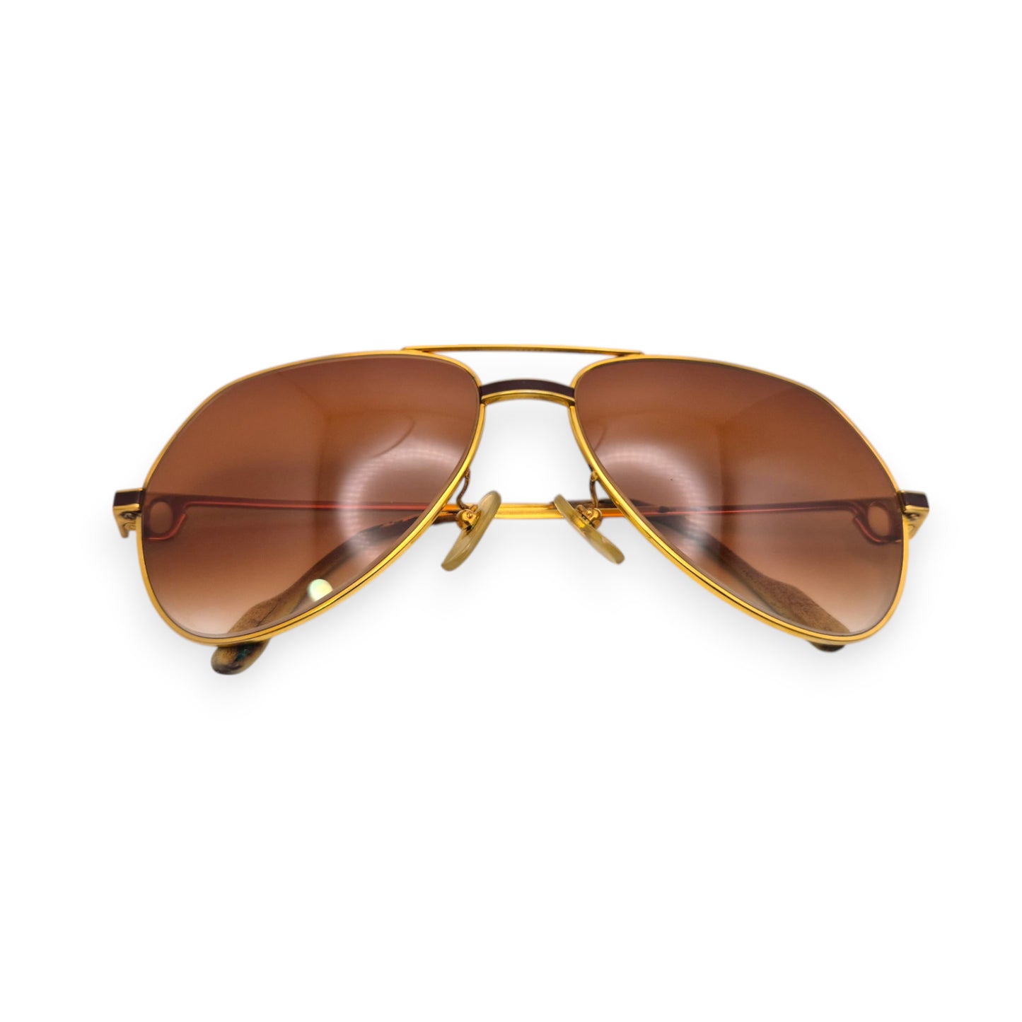 Authentic Cartier Santos (Aviators) - Gold Wires Sunglasses w/ Hennessy Brown Gradient Lenses (80s)