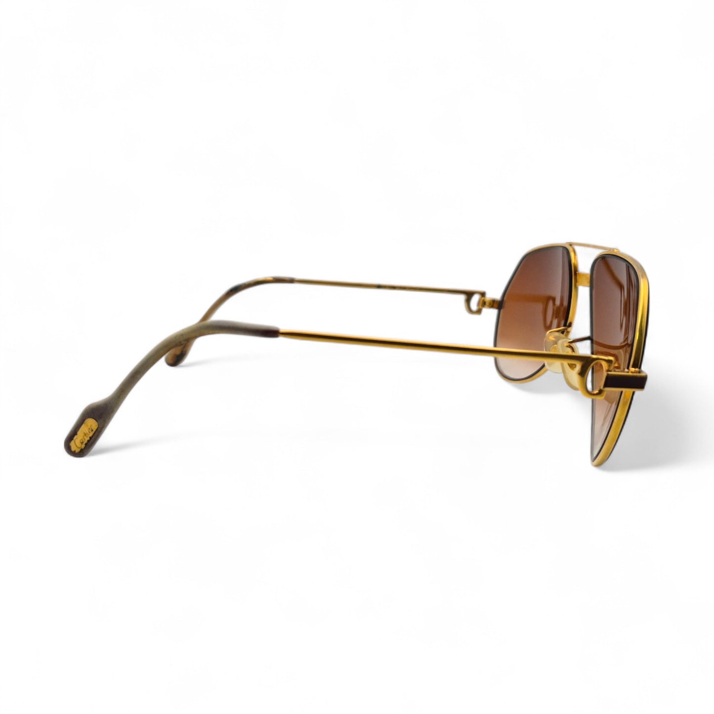 Authentic Cartier Santos (Aviators) - Gold Wires Sunglasses w/ Hennessy Brown Gradient Lenses (80s)