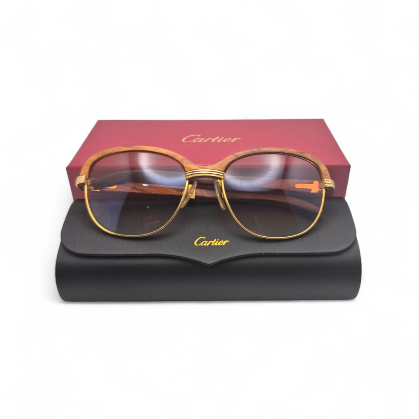 Authentic Cartier Malmaison - 56-16 Gold Woods Sunglasses w/ Hennessy Brown Lenses (90s)