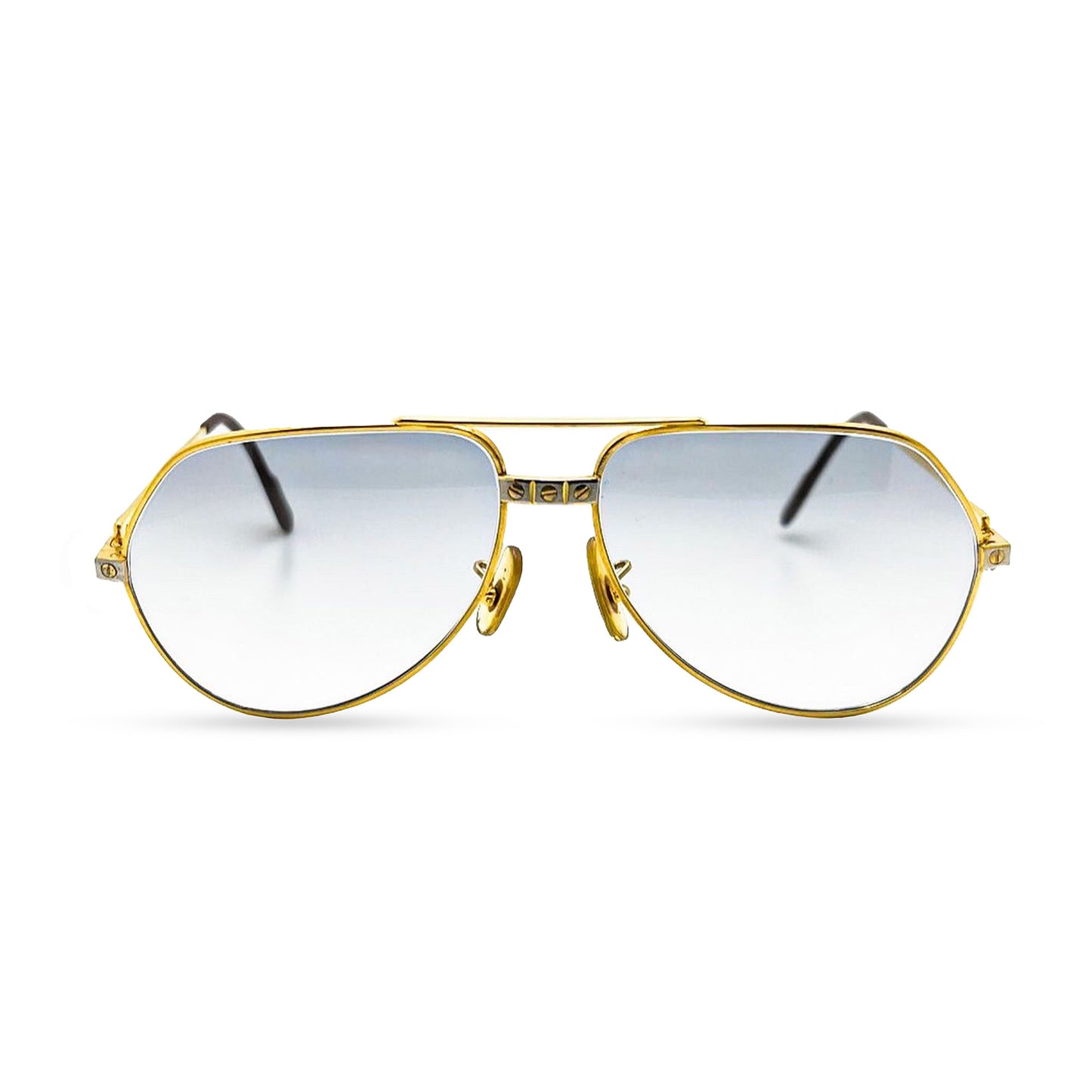 (80s) Cartier Santos - Vintage Gold Wires w/ Smoke Gray Lenses - Authentic