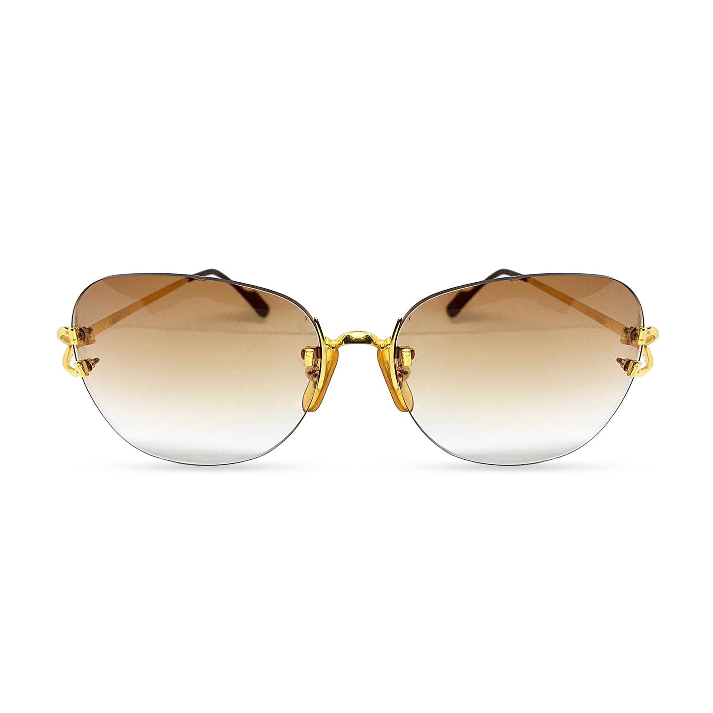 Cartier Signature C - Gold Wires w/ Custom Light Brown Lenses - Authentic
