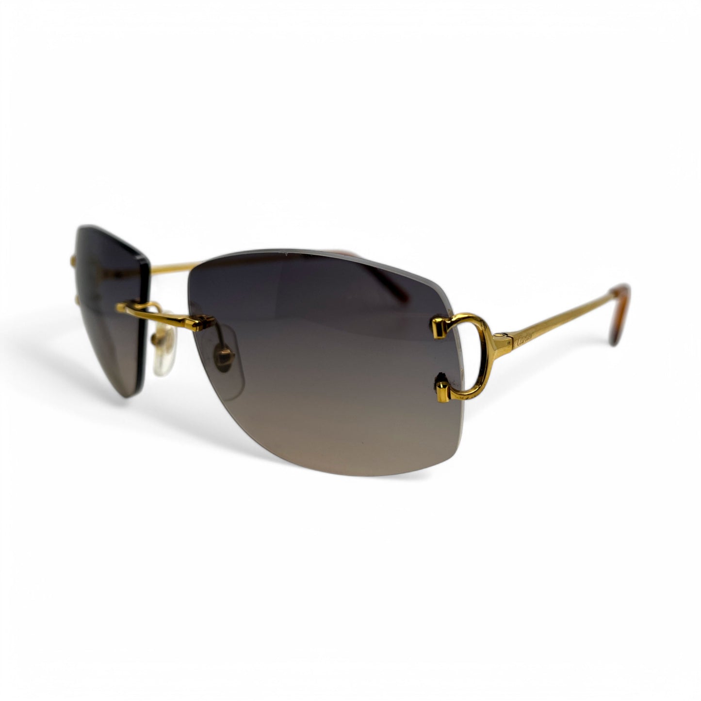 Cartier Big C - Gold Wires w/ Dark Gray & Tan Lenses - Authentic