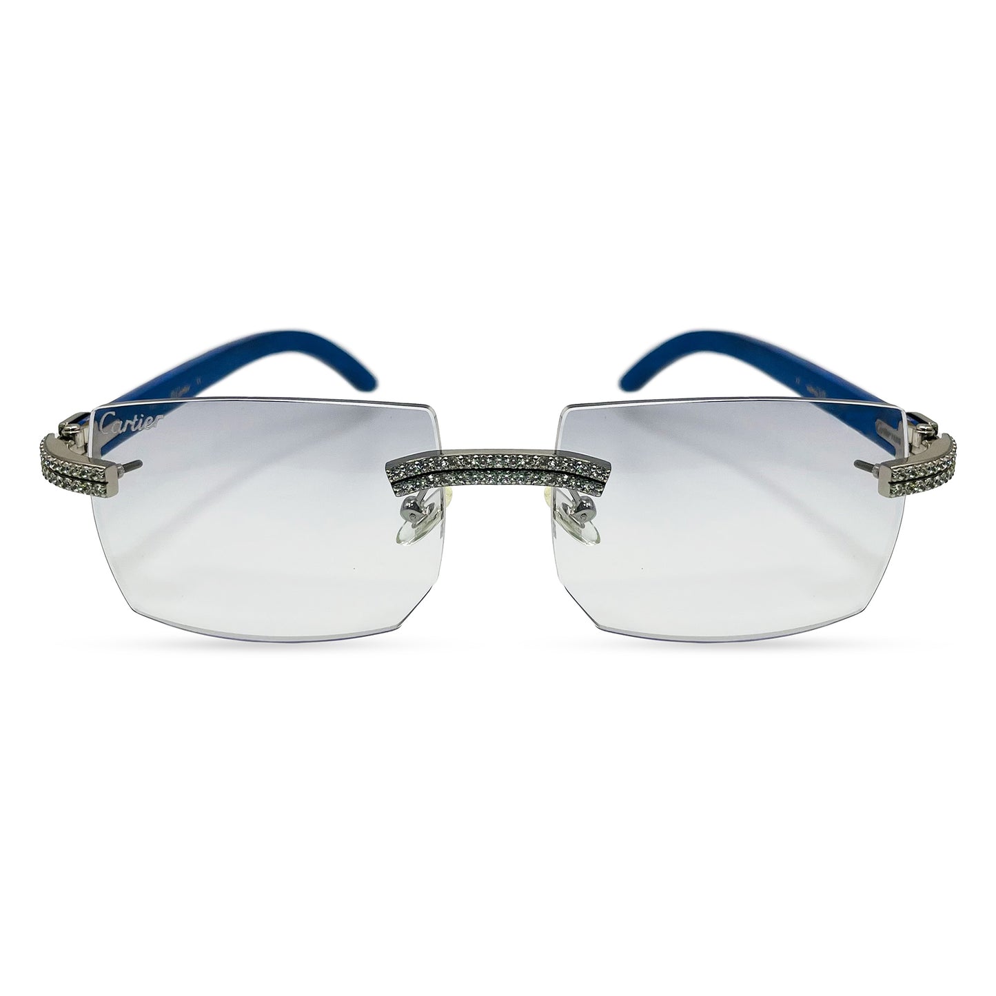 C Decor - Silver Blue Woods w/ Light Gray Bugatti Lenses - Diamonds DR Prong Set