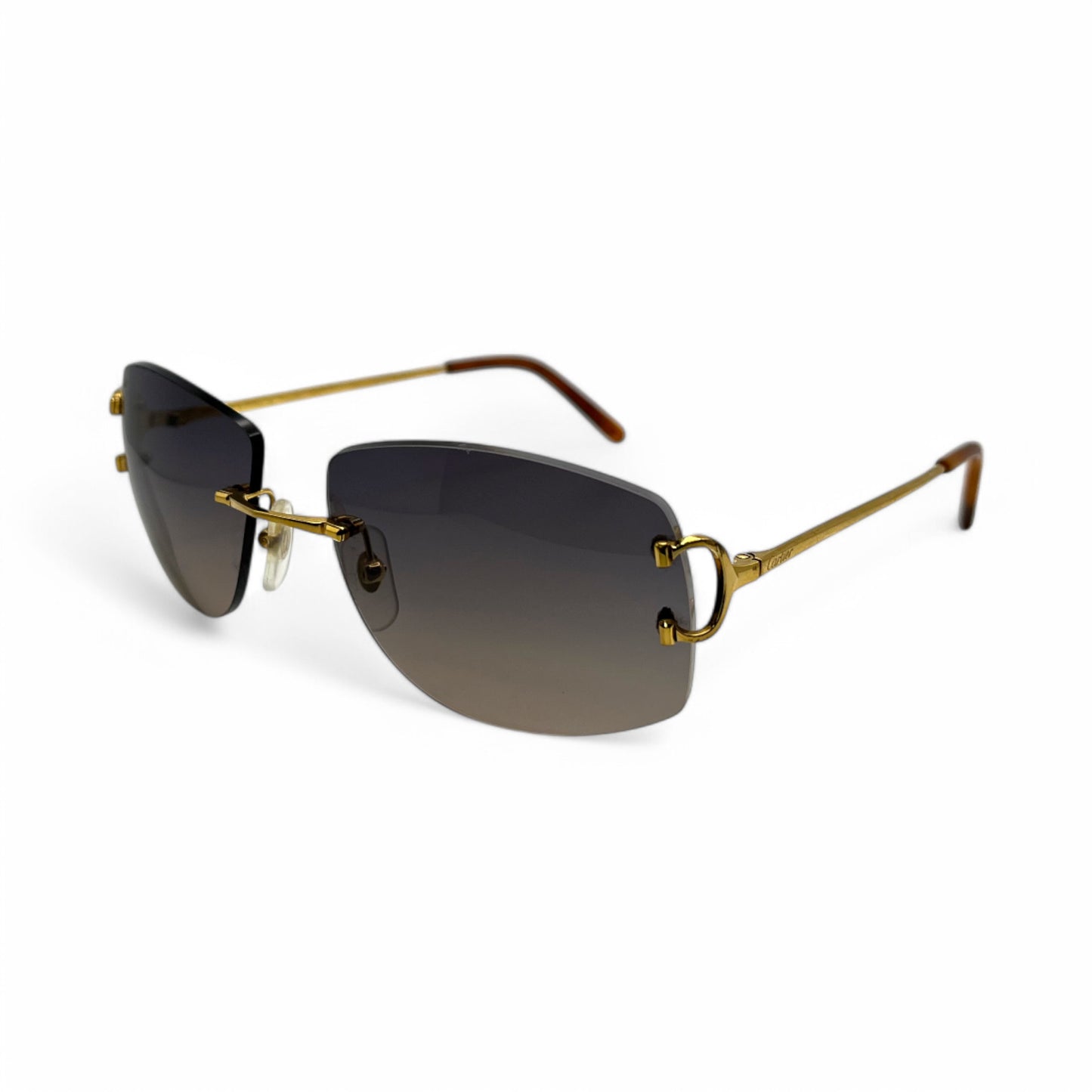 Cartier Big C - Gold Wires w/ Dark Gray & Tan Lenses - Authentic