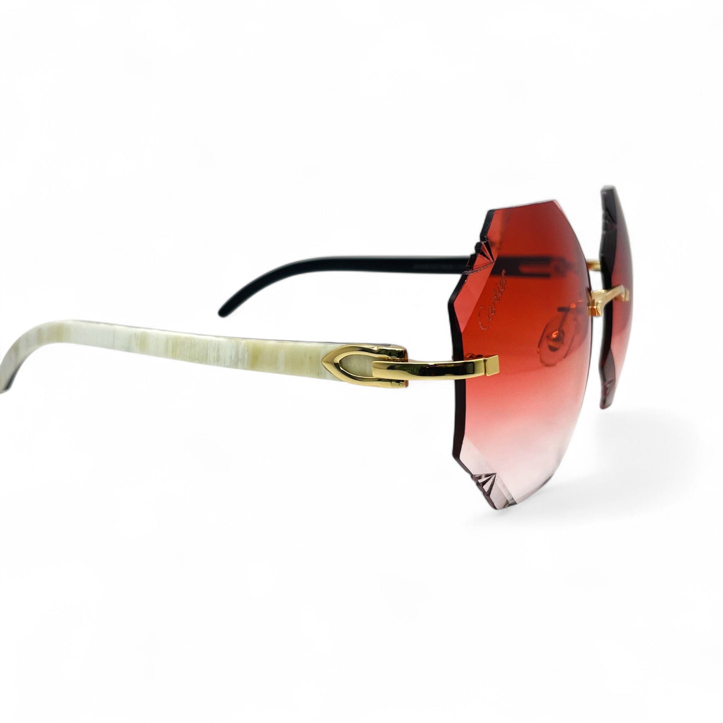 C Decor Buffs (Diamond Cut) - Silver White Genuine Horn Sunglasses (2020s)
