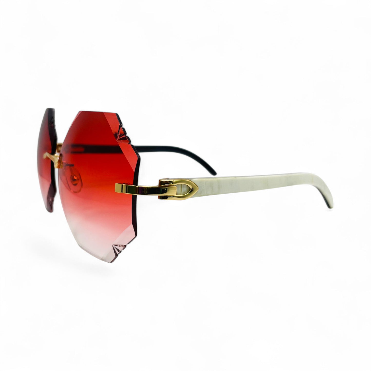 C Decor Buffs (Diamond Cut) - Silver White Genuine Horn Sunglasses (2020s)