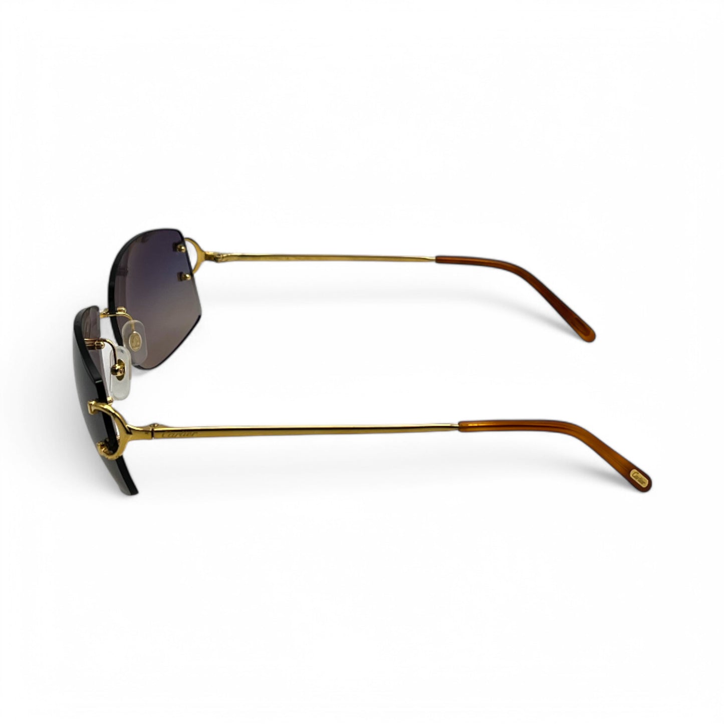 Cartier Big C - Gold Wires w/ Dark Gray & Tan Lenses - Authentic