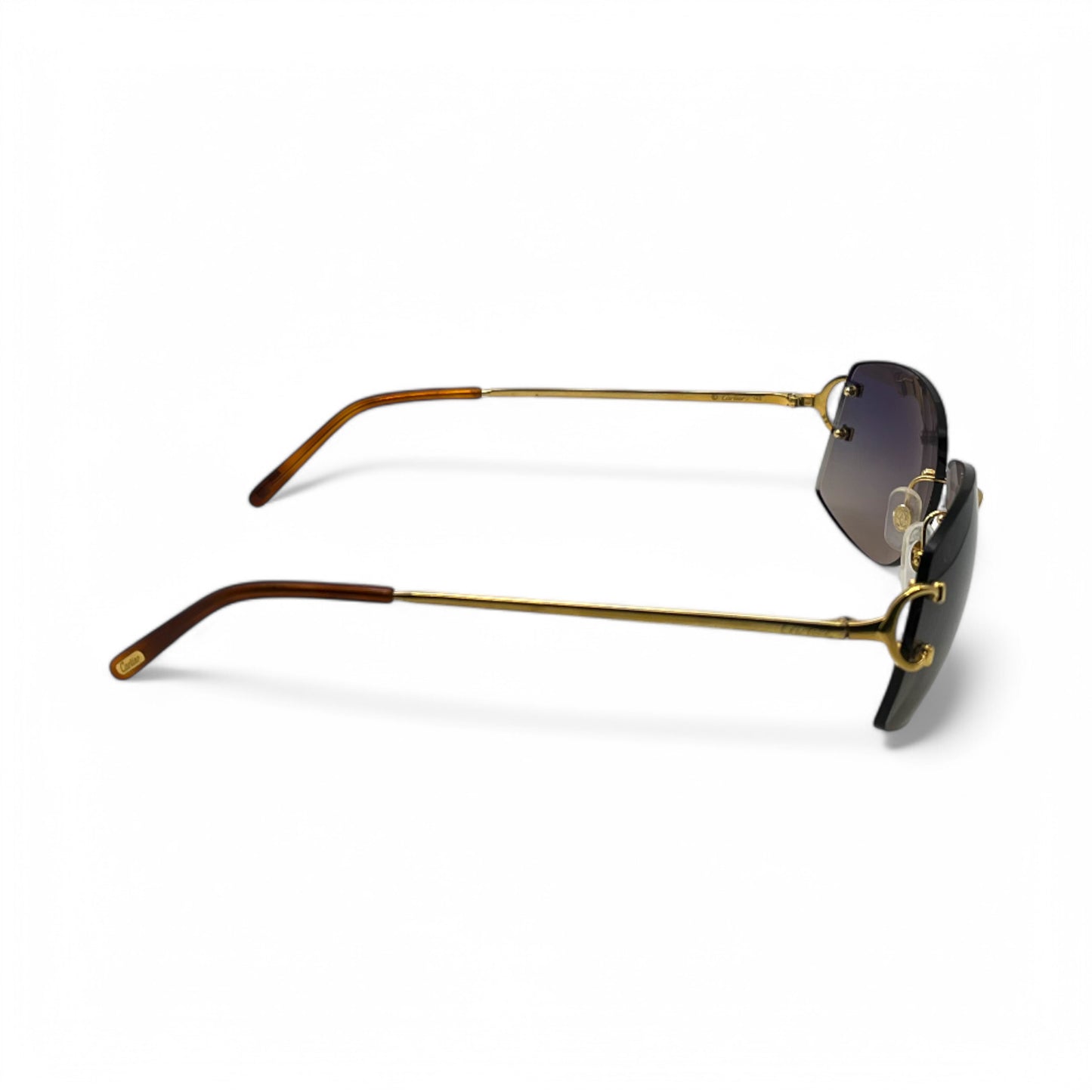 Cartier Big C - Gold Wires w/ Dark Gray & Tan Lenses - Authentic