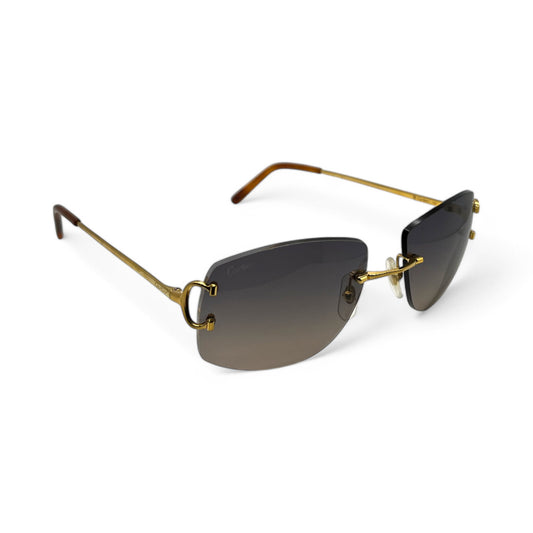 CT0008RS Authentic Cartier Big C - Gold Wires Sunglasses w/ Dark Gray to Tan Gradient Lenses (2010s)