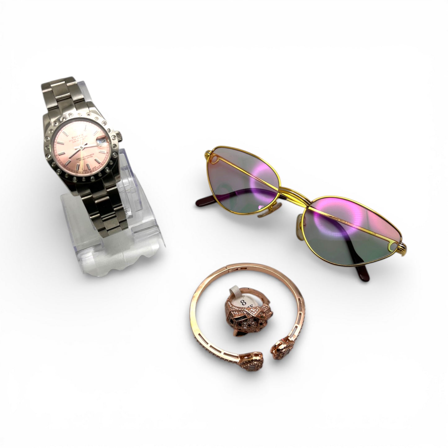 Detroit Luxury Rose Set: Cartier Rivoli and Iced Jewelry