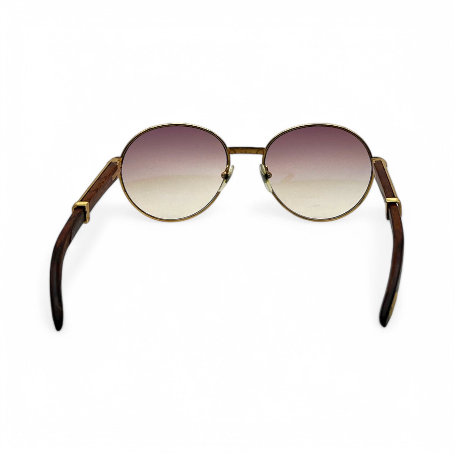 Authentic Cartier Bagatelle - 55-18 Vintage Gold Woods Sunglasses w/ Brown Lenses (90s)