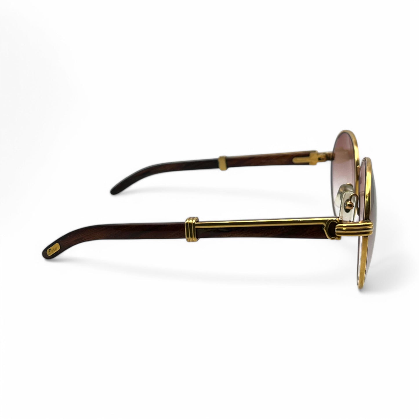 Authentic Cartier Bagatelle - 55-18 Vintage Gold Woods Sunglasses w/ Brown Lenses (90s)