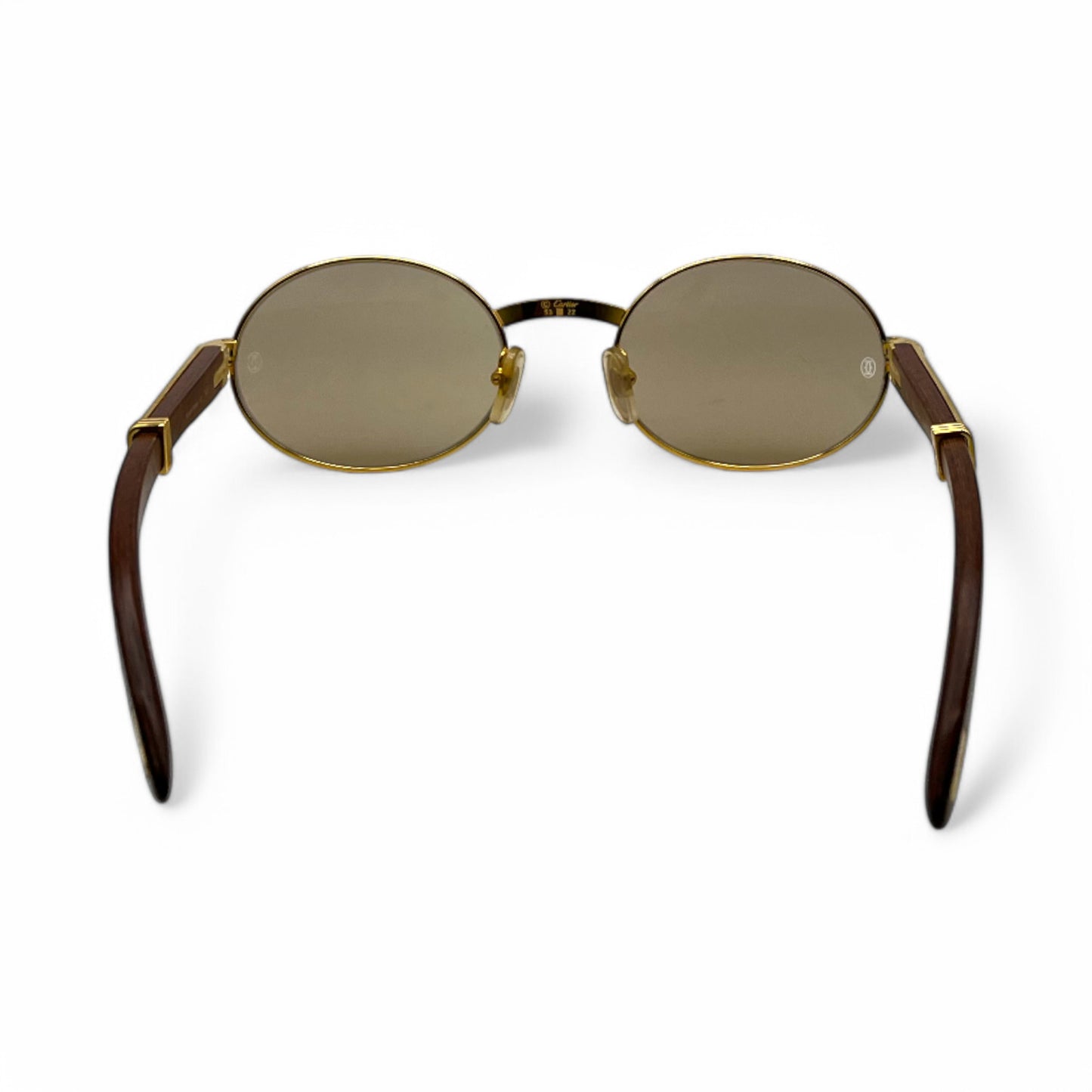 Authentic Cartier Giverny - 53-22 Gold Woods Sunglasses w/ Brown Oval Lenses (90s)