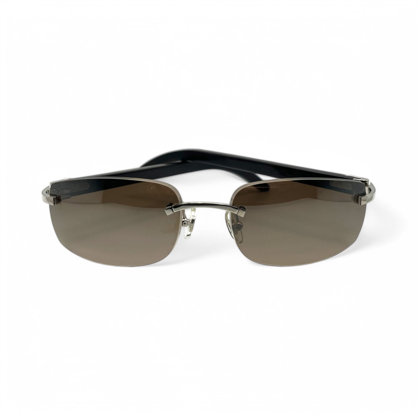 (2010s) Cartier CT0046S - C Decor White Horn/Woods w/ Dark Brown Lenses - Authentic Sunglasses
